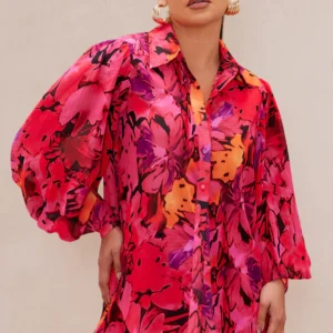 Samone Wide Leg Pant Set - Fuchsia/combo